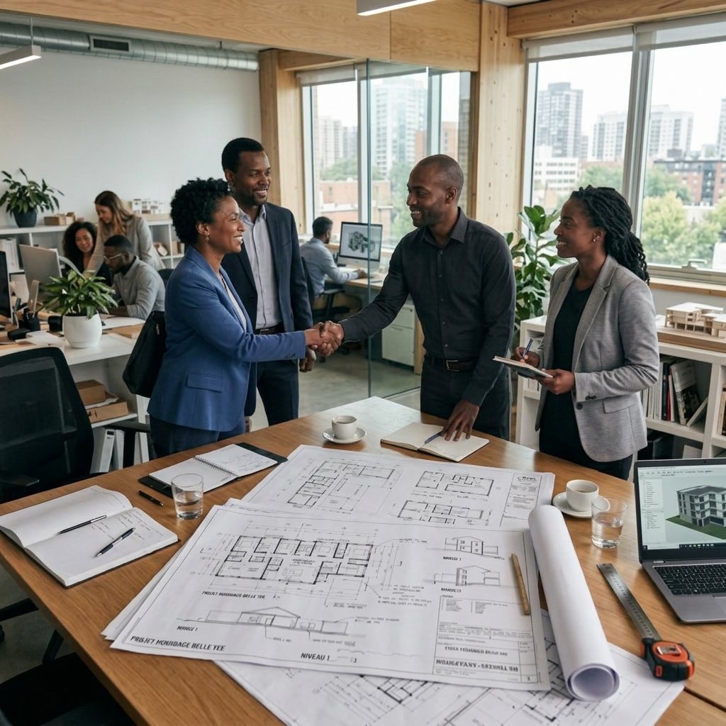 Bureau Rocher IC accueillant un client